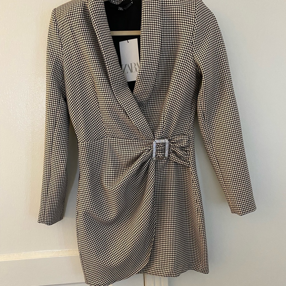 Zara Houndstooth Blazer Dress